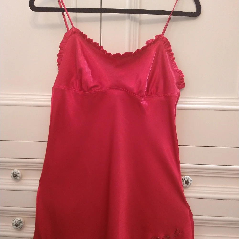 Vintage Victoria's Secret Angel Sz S Red Camisole 100 % Polyester Ruffle Angel - Picture 1 of 10